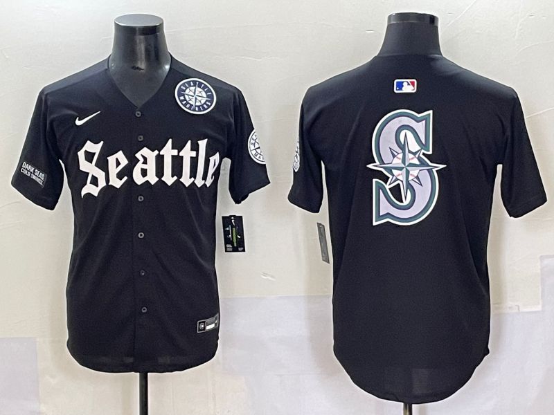 Men 2025 Seattle Mariners Blank black Five generations Joint Name Nike MLB Jersey style 16